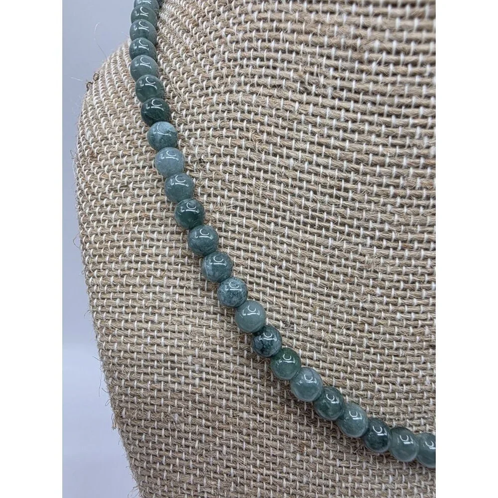 Grade A Jadeite Jade Green Round 3.8mm Beads‎ Necklace 16